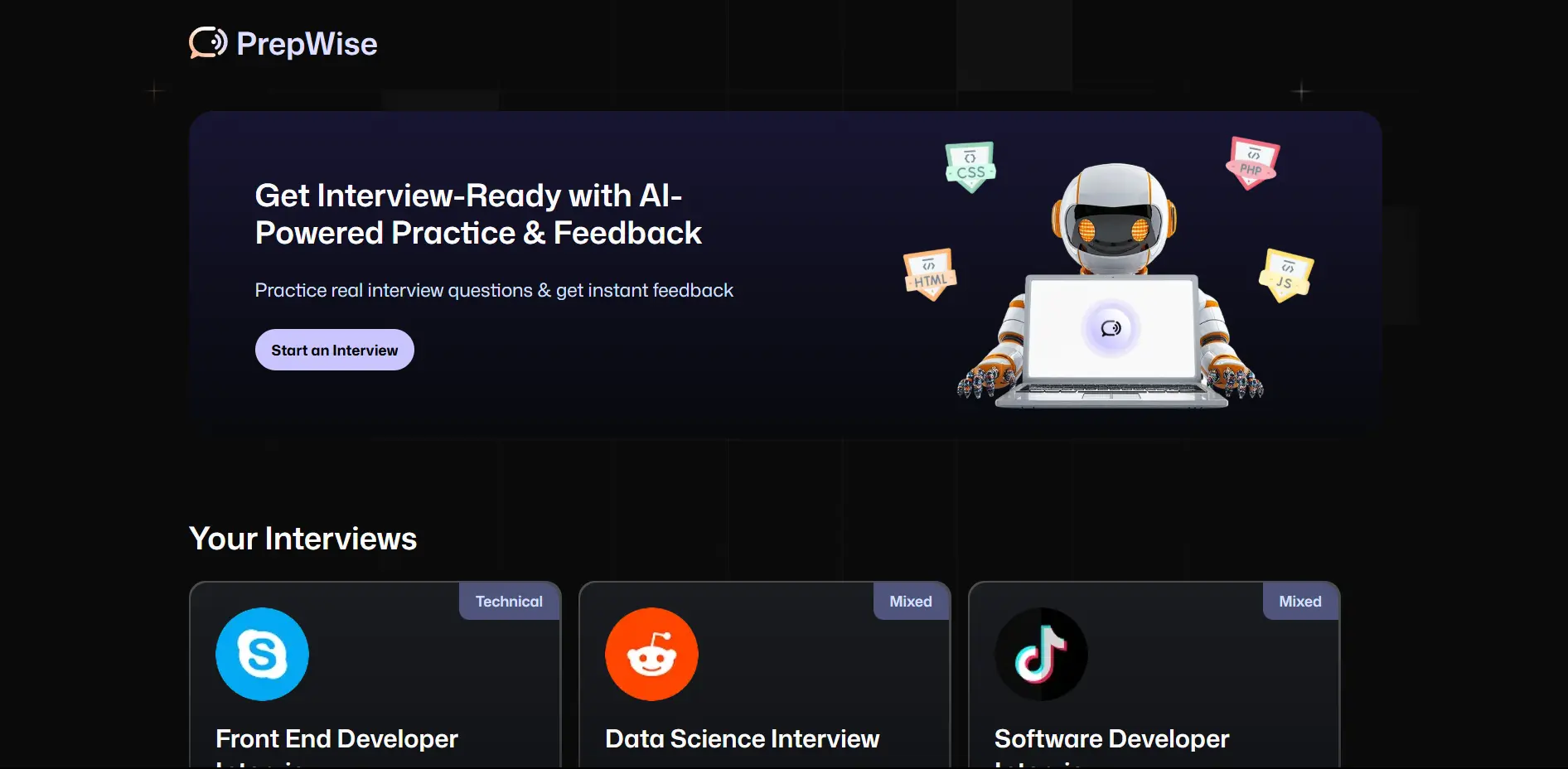 An image of the PrepWise AI Interview project.